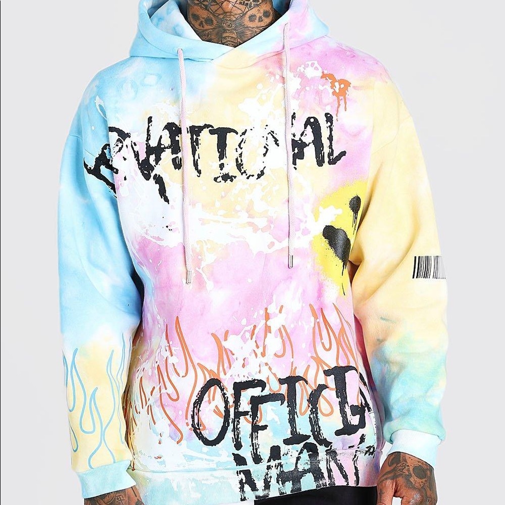Graffiti tie dye hoodie